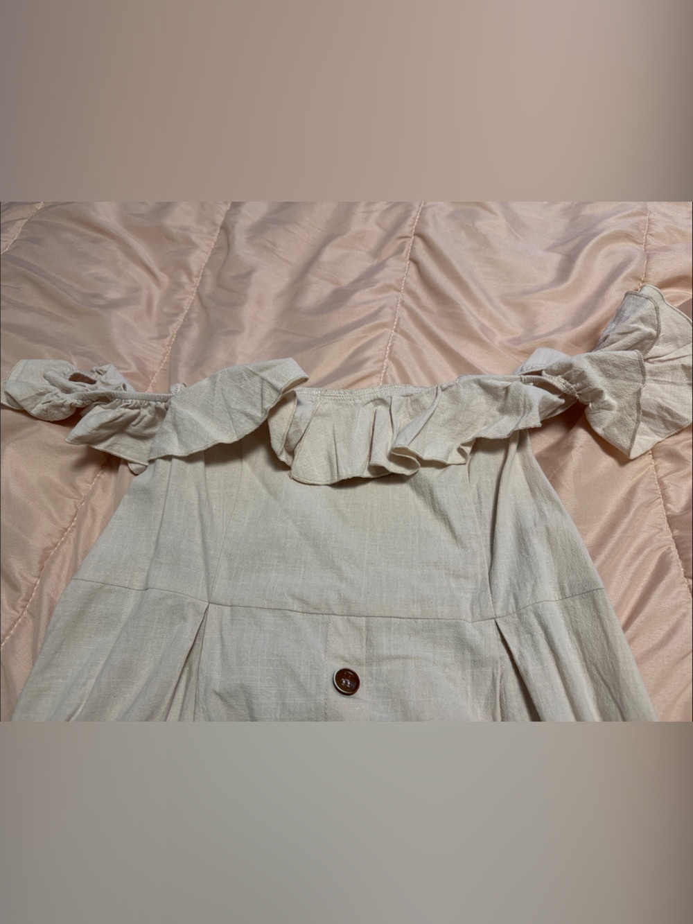 Cupshe Beige Button-Front Ruffle Strap Dress - Picture 2 of 4